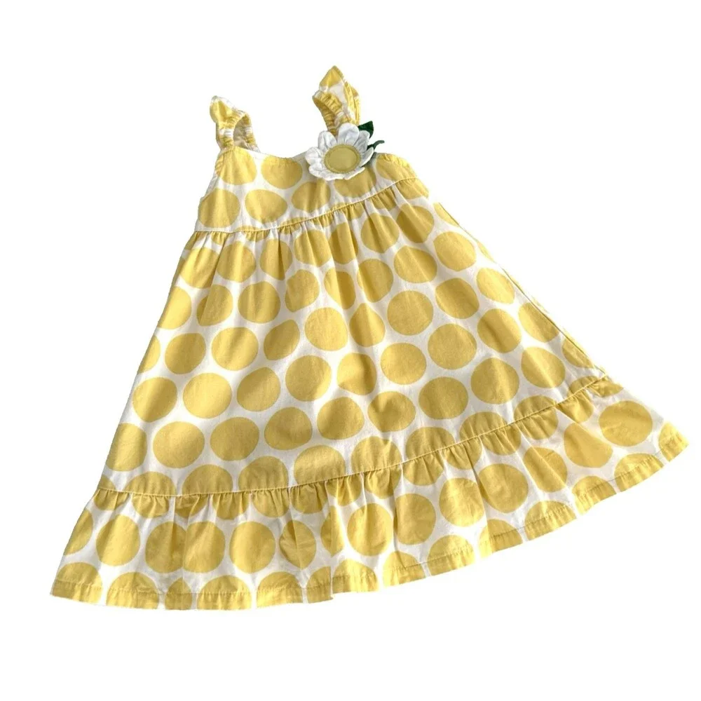 Gymboree Toddler Baby Girls Dress Pop of Daisies 18-24M Polka Dot Yellow Summer